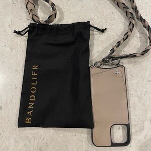 ZOEY VEGAN LEATHER BRAIDED BANDOLIER - Taupe/Silver - iPhone 12 / 12 Pro